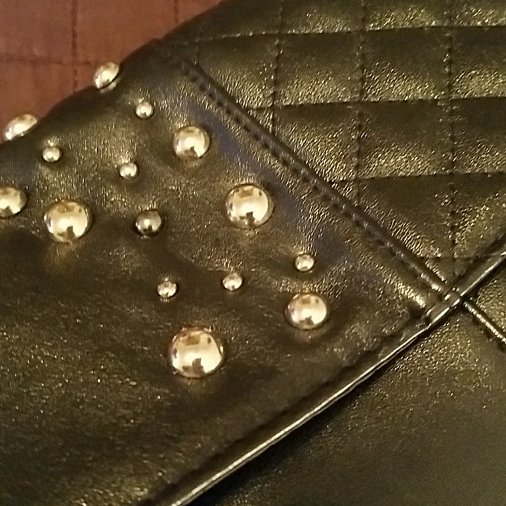 NWT - BLACK STUDDED CLUTCH - Picture 2 of 4